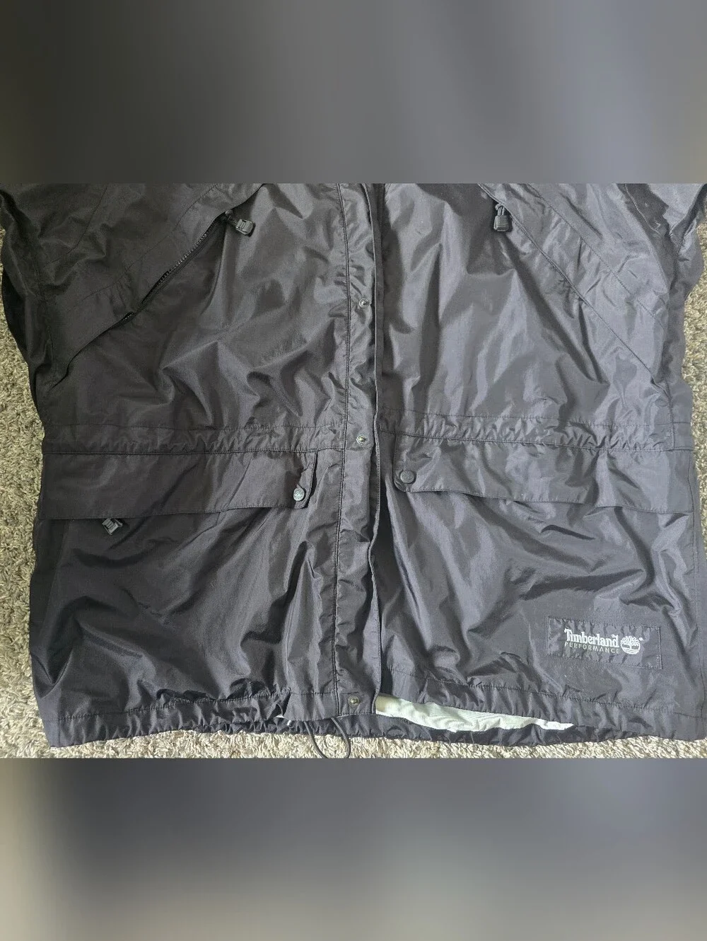 Vintage 1990s Timberland Performance Hooded Rain Jacket - Black Shell Mens size